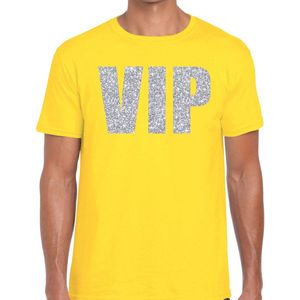 VIP zilver glitter tekst t-shirt geel voor heren