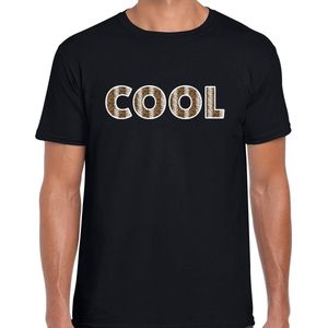 Cool tekst t-shirt zwart heren slangenprint