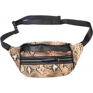 Zwart/bruin slangenprint heuptasje/schoudertasje 30 cm voor meisjes/dames - Festival fanny pack/bum bag