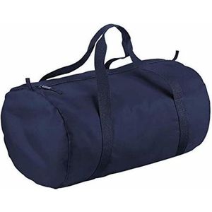 Navy blauwe ronde polyester sporttas/weekendtas 32 liter - Reistas 50 x 30 x 26 cm