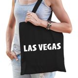 Katoenen USA/wereldstad tasje Las Vegas zwart - 10 liter -  steden cadeautas