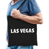 Katoenen USA/wereldstad tasje Las Vegas zwart - 10 liter -  steden cadeautas