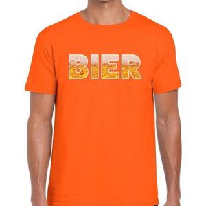 Bier tekst t-shirt oranje heren -  feest shirt Bier voor heren