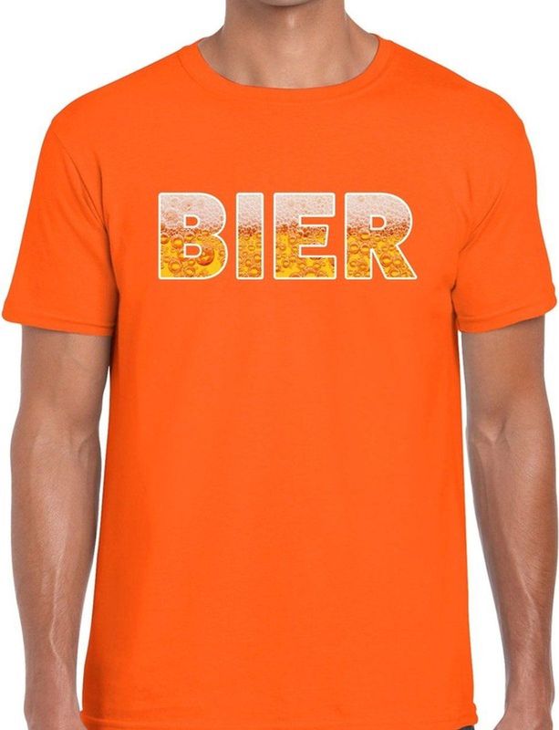 Bier tekst t-shirt oranje heren - feest shirt Bier voor heren
