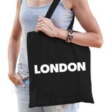 Katoenen Londen/wereldstad tasje London zwart - 10 liter - steden cadeautas
