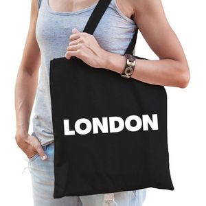Zwarte katoenen London tas - Feest Boodschappentassen