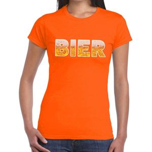 Bier tekst t-shirt oranje dames - feest shirt Bier voor dames
