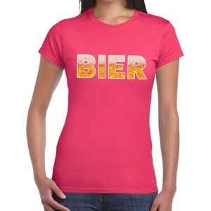 Bier tekst t-shirt roze dames - feest shirt Bier voor dames