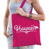 Fuchsia roze katoenen Hawaii tas - Feest Boodschappentassen