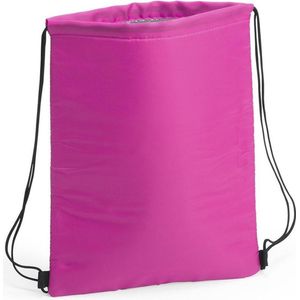 Koeltasje rugzak met draagkoord - roze - 32 x 42 cm - drankjes/lunch rugtas - polyester/aluminium