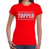 Rood Topper shirt in zilveren glitter letters dames - Toppers dresscode kleding