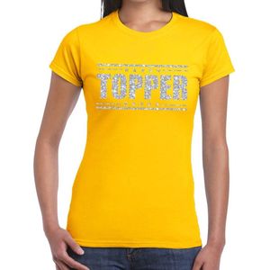 Geel Topper shirt in zilveren glitter letters dames - Toppers dresscode kleding