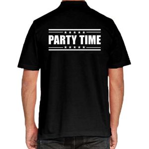 Party Time poloshirt zwart voor heren - Party Time feest polo t-shirt