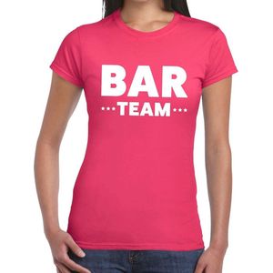 Bar Team tekst t-shirt fuchsia roze dames - personeel bar team shirt