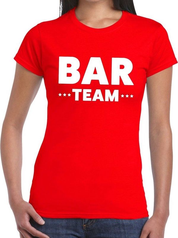 Bar Team tekst t-shirt rood dames - personeel bar team shirt