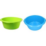 2x Grote afwasteil blauw / groen 25 L 50 cm - camping afwasbakken