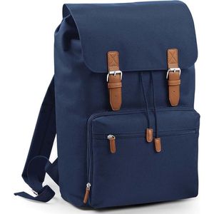 Vintage schooltas rugzak/rugtas navy 49 cm - Rugzak