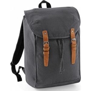 Grijze Vintage Canvas Schooltas/Boekentas 45 cm