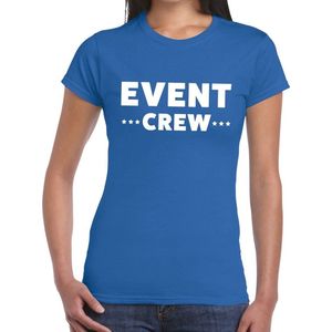 Event crew tekst t-shirt blauw dames - evenementen personeel staff shirt