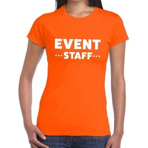 Event staff tekst t-shirt oranje dames - evenementen personeel crew shirt