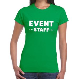 Event staff tekst t-shirt groen dames - evenementen personeel crew shirt