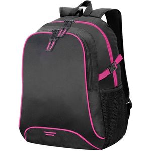 Allround rugzak/rugtas zwart/roze 44 cm - A4-formaat - Schooltas - Laptoptas/boekentas zwart/roze