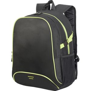 Allround rugzak/rugtas zwart/limegroen 44 cm - A4-formaat - Schooltas - Laptoptas/boekentas zwart/limegroen