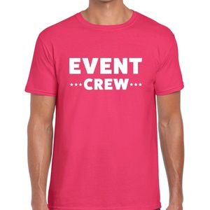 Event crew tekst t-shirt fuchsia roze heren - evenementen staff personeel shirt