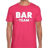 Bar team tekst t-shirt fuchsia roze heren - evenementen crew personeel shirt