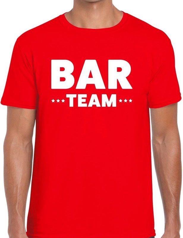 Bar team tekst t-shirt rood heren - evenementen crew personeel shirt