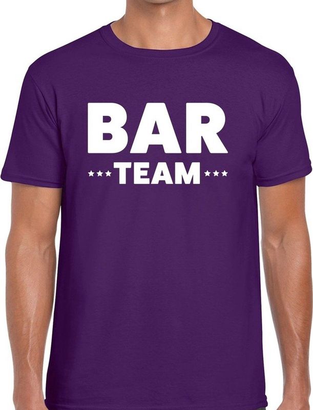 Bar team tekst t-shirt paars heren - evenementen crew personeel shirt