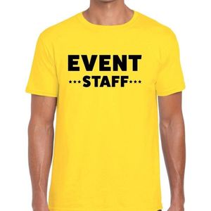 Event staff tekst t-shirt geel heren - evenementen crew / personeel shirt