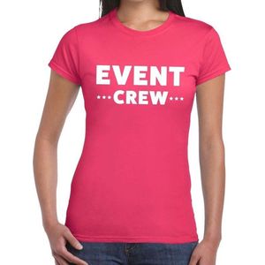 Event crew tekst t-shirt roze dames - evenementen personeel / staff shirt S