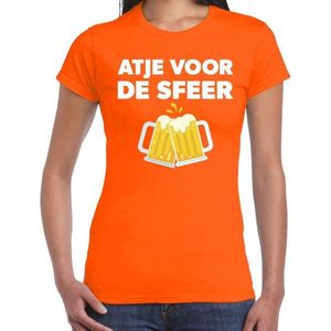 Atje voor de sfeer feest t-shirt oranje voor dames - kroeg / feestje shirt