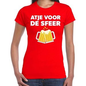 Atje voor de sfeer feest t-shirt rood voor dames - kroeg / feestje shirt maat XS