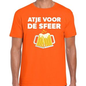 Atje voor de sfeer feest t-shirt oranje voor heren - kroeg feestje shirt