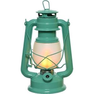 Turquoise blauwe camping lantaarn 24 cm vuur effect LED licht