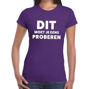 Dit moet je eens proberen beurs/evenementen t-shirt paars dames - dienstverlening/adviseur shirt