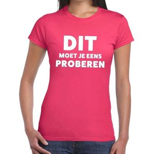 Dit moet je eens proberen beurs/evenementen t-shirt roze dames - dienstverlening/adviseur shirt XL