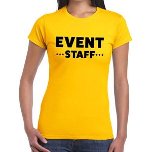 Event staff tekst t-shirt geel dames - evenementen crew personeel shirt