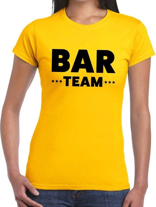 Bar team tekst t-shirt geel dames - evenementen crew personeel shirt