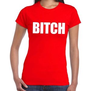 BITCH tekst t-shirt rood dames - dames fun/feest shirt XL