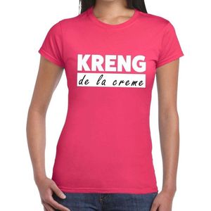 KRENG de la creme tekst t-shirt fuchsia roze dames - dames fun shirt XS