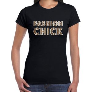 Fashion Chick slangen print tekst t-shirt zwart dames - dames shirt Fashion Chick slangen print