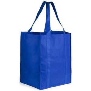 Boodschappen tas/shopper blauw 38 cm - Stevige boodschappentassen/shopper bag