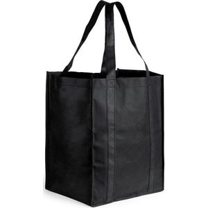 Boodschappen tassen/shoppers zwart 38 cm - Stevige boodschappentassen/shoppers