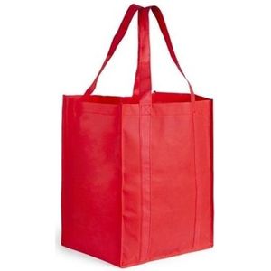 Boodschappen tas/shopper rood 38 cm - Stevige boodschappentassen/shopper bag