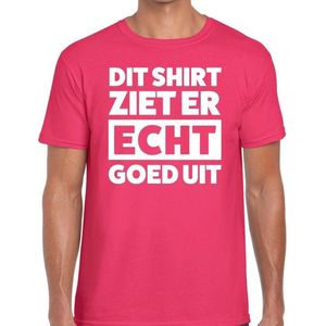 Dit shirt ziet er echt goed uit tekst t-shirt roze heren - heren fun shirt L