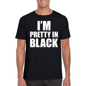 I am pretty in black tekst t-shirt zwart heren - zwarte heren fun shirts