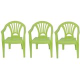 3x Kinderstoelen groen - tuinmeubels- stoelen voor kinderen